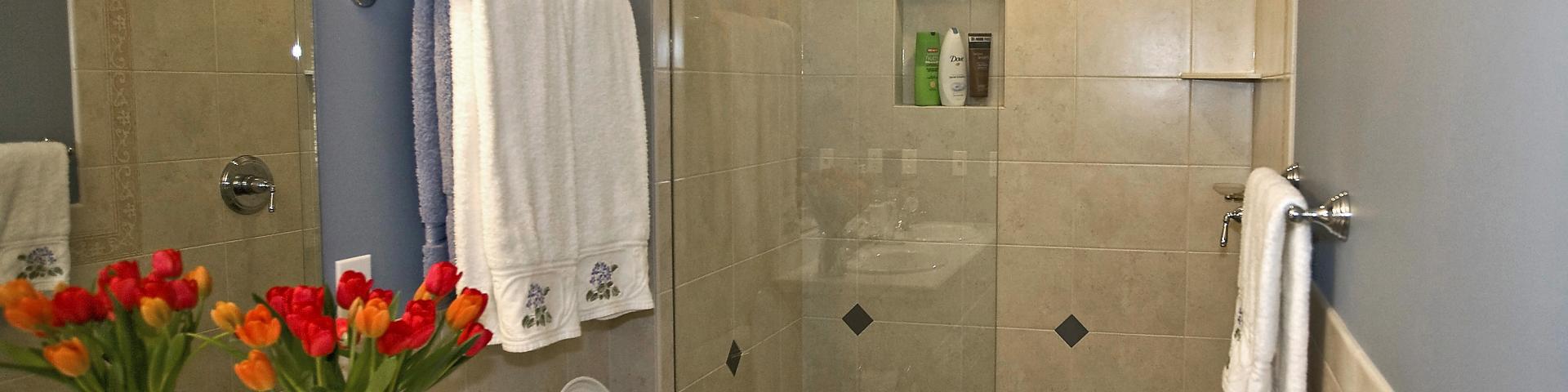 View of the bathroom from the hall